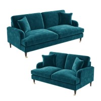 Teal Velvet Sofa Set - Payton Teal Velvet Sofa Set - Payton