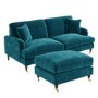 Teal Velvet 3 Seater Sofa and Footstool Set - Payton