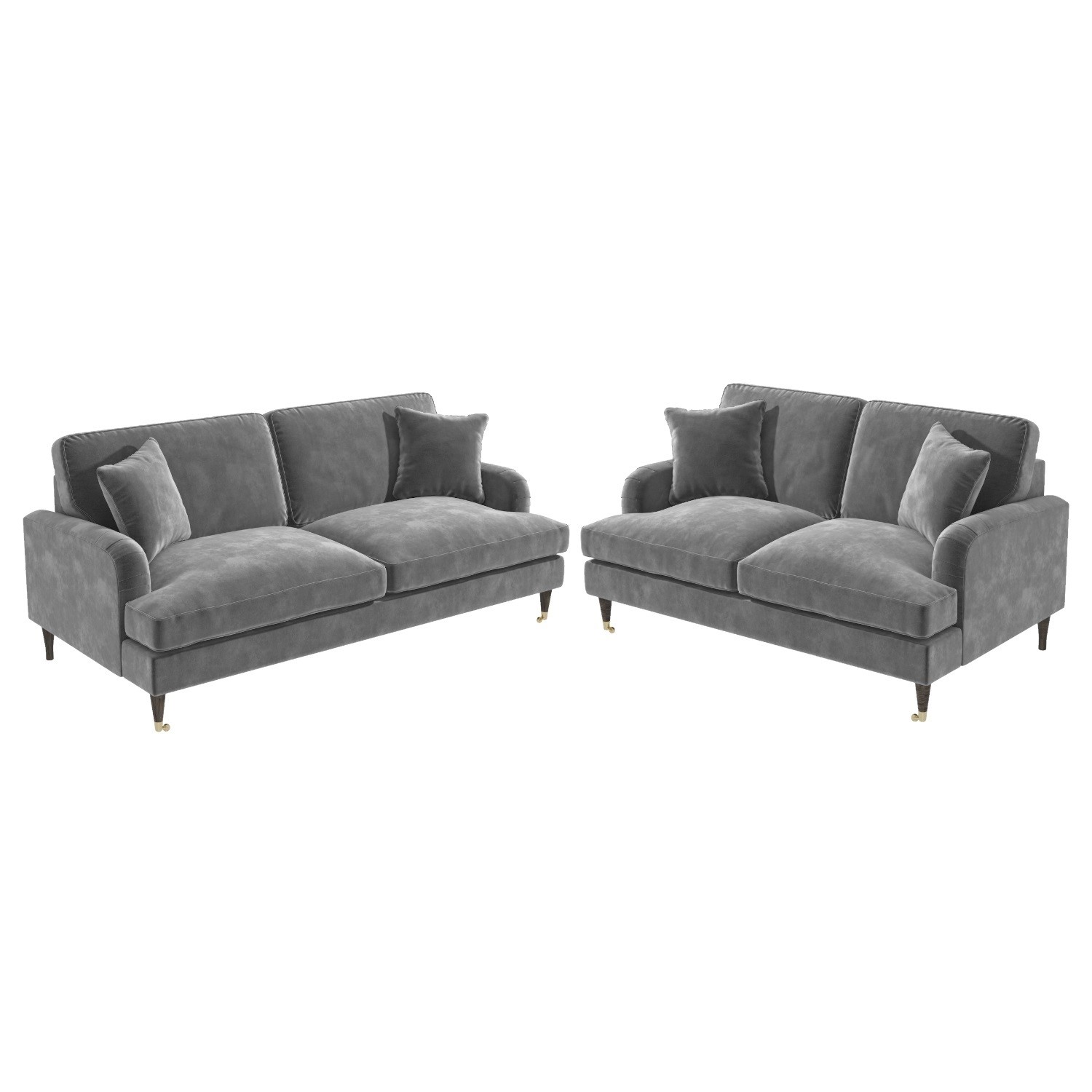 Grey Velvet 3 Seater & 2 Seater Sofa Set Payton BuyItDirect.ie
