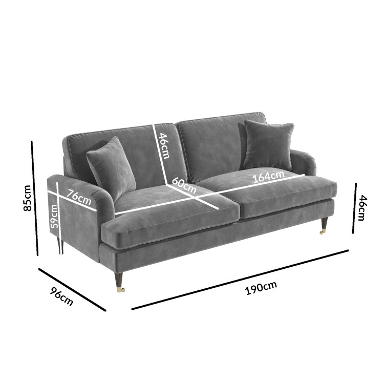 Grey Velvet 3 Seater & 2 Seater Sofa Set - Payton