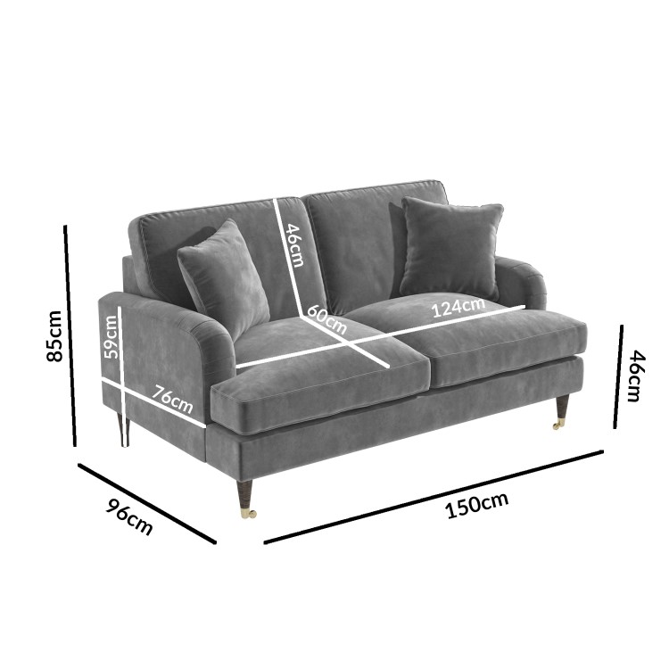 Grey Velvet 3 Seater & 2 Seater Sofa Set - Payton