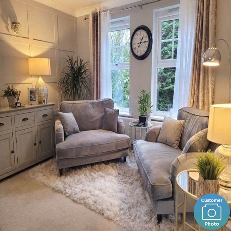 Grey Velvet 3 Seater & 2 Seater Sofa Set - Payton