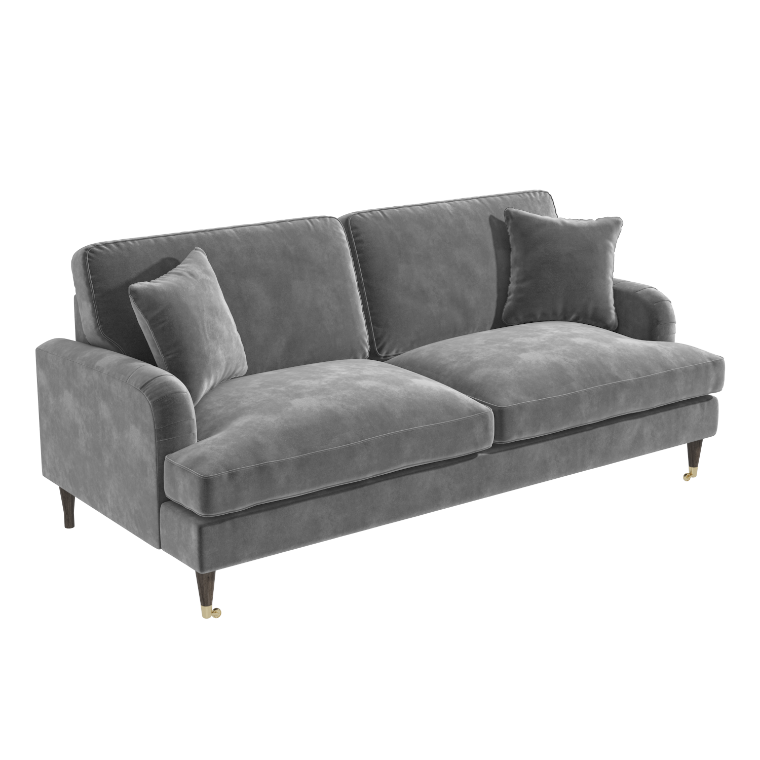 Silver Grey Velvet 3 Seater Sofa and Footstool Set Payton