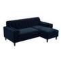 Right Hand Chaise Corner Sofa with Footstool Set in Navy Velvet - Idris