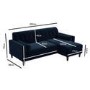 Right Hand Chaise Corner Sofa with Footstool Set in Navy Velvet - Idris