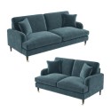 BUN/SOF077/76925 Blue Velvet Sofa Set - Payton