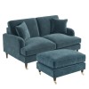 Blue Velvet 2 Seater Sofa and Footstool Set - Payton