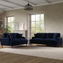 BUN/SOF100/77525 Navy Velvet Sofa Set - Payton