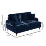 Navy Velvet 2 Seater Sofa and Footstool Set - Payton