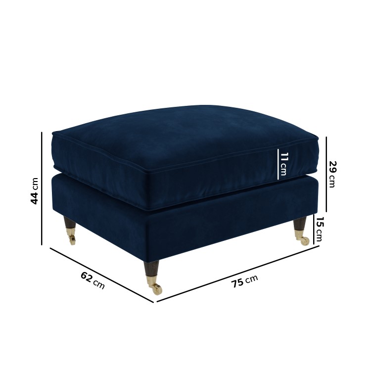 Navy Velvet Sofa and Footstool Set - Payton