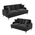 BUN/SOF102/77458 Dark Grey Velvet Sofa Set - Payton