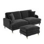 Dark Grey Velvet 3 Seater Sofa and Footstool Set - Payton