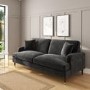 Dark Grey Velvet 3 Seater Sofa and Footstool Set - Payton