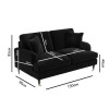 Black Velvet 2 Seater Sofa and Footstool Set - Payton