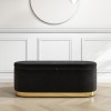 Black Velvet 3 Seater Sofa with Matching Storage Footstool - Monroe 