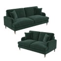 BUN/SOF122/79578 Dark Green Velvet Sofa Set - Payton