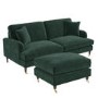 Dark Green Velvet  Sofa and Footstool Set - Payton