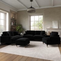 Black Velvet 3 Piece Sofa Set - Payton