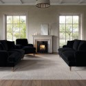 BUN/SOF124/93373 Black Velvet 3 Piece Sofa Set - Payton