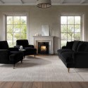 BUN/SOF124/93395 Black Velvet 3 Piece Sofa Set - Payton