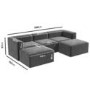 Grey Velvet 4 Seater U Shaped Modular Sofa - Hendrix