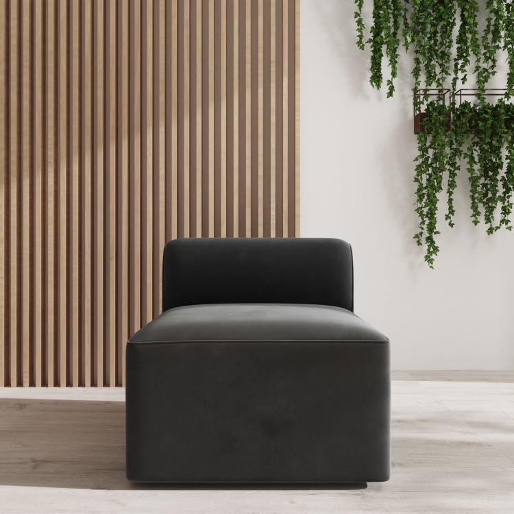 Grey Velvet 4 Seater U Shaped Modular Sofa - Hendrix