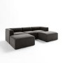 Grey Velvet 4 Seater U Shaped Modular Sofa - Hendrix