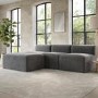 Grey Velvet L Shaped Modular Sofa - Seats 3 - Hendrix