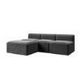 Grey Velvet L Shaped Modular Sofa - Seats 3 - Hendrix