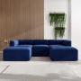 Navy Blue Velvet 4 Seater U Shaped Modular Sofa - Hendrix