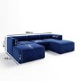 Navy Blue Velvet 4 Seater U Shaped Modular Sofa - Hendrix