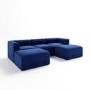 Navy Blue Velvet 4 Seater U Shaped Modular Sofa - Hendrix