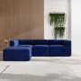 Navy Blue Velvet 4 Seater Left Hand Facing L Shaped Modular Sofa - Hendrix