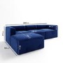 Navy Blue Velvet 4 Seater Left Hand Facing L Shaped Modular Sofa - Hendrix