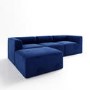 Navy Blue Velvet 4 Seater Left Hand Facing L Shaped Modular Sofa - Hendrix