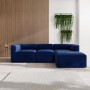 Navy Blue Velvet 4 Seater Left Hand Facing L Shaped Modular Sofa - Hendrix