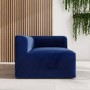 Navy Blue Velvet 4 Seater Left Hand Facing L Shaped Modular Sofa - Hendrix