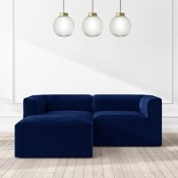 3 Seater Left Hand Facing L Shaped Modular Sofa in Navy Blue Velvet - Hendrix