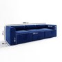 Navy Blue Velvet 4 Seater Modular Sofa - Hendrix