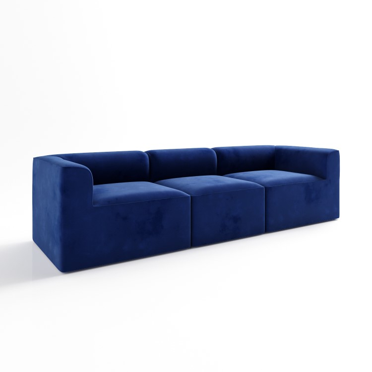 Navy Blue Velvet 4 Seater Modular Sofa - Hendrix