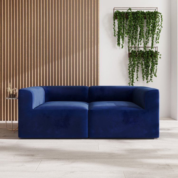 Navy Blue Velvet 3 Seater Modular Sofa - Hendrix
