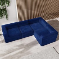4 Seater Right Hand Facing Corner Modular Sofa in Navy Blue Velvet - Hendrix