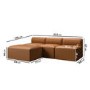 Tan Faux Leather Corner Sofa - Seats 3 - Hendrix
