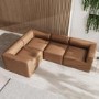 4 Seater Left Hand Facing Corner Modular Sofa in Tan Faux Leather - Hendrix