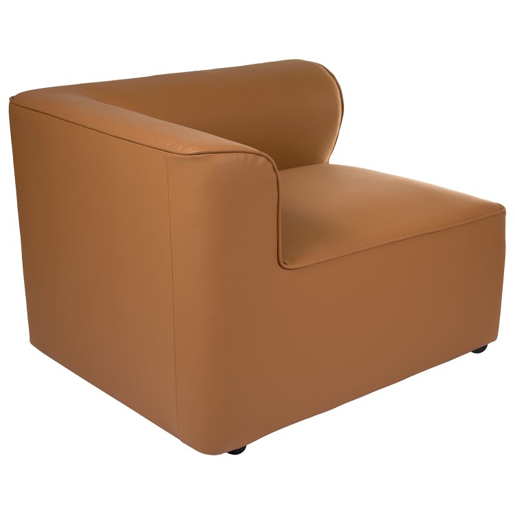 4 Seater Left Hand Facing Corner Modular Sofa in Tan Faux Leather - Hendrix