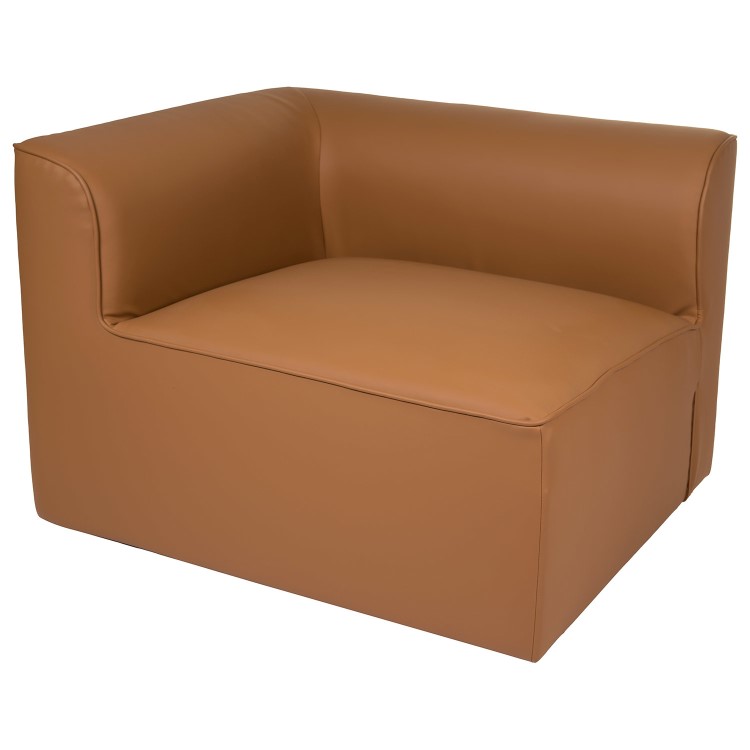 4 Seater Left Hand Facing Corner Modular Sofa in Tan Faux Leather - Hendrix