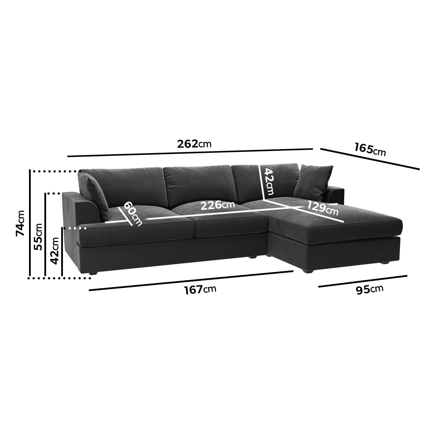L shape sofa right facing deals