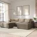 BUN/SOF153/91035 Right Hand Chaise Corner Sofa and Footstool Set in Mink Velvet - August