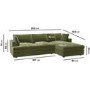 Olive Velvet Corner Right Hand Facing Sofa and Footstool Set - August