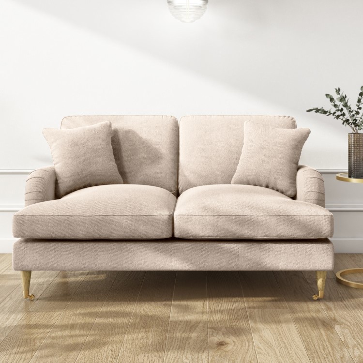 Beige Fabric 2 Seater Sofa and Footstool Set - Payton